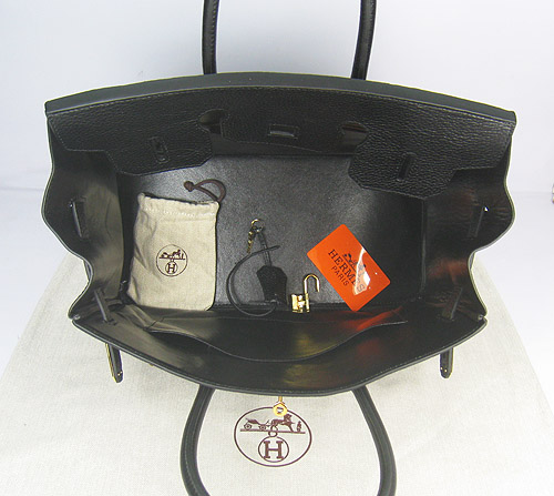 High Quality Fake Hermes Birkin 35CM Pearl Veins Leather Bag Black 6089
